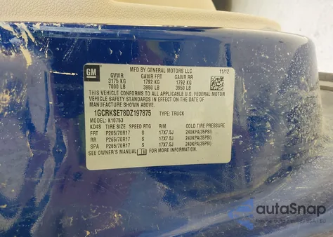 2013 Chevrolet Silverado 1500 Lt from USA, damaged, VIN 1GCRKSE78DZ197875